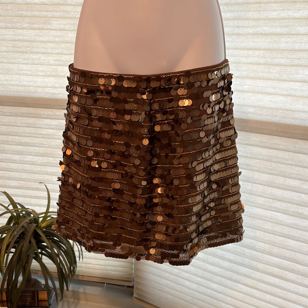 BCBGMaxAzria Gold Sequin Mini Skirt